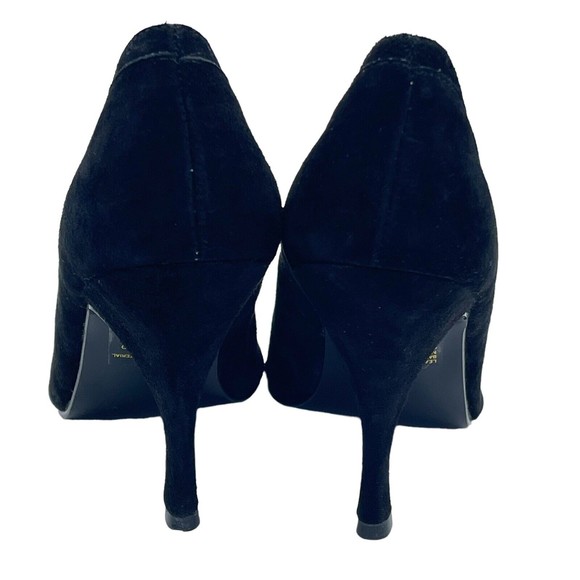 The Wild Pair Vintage 80s 90s Retro Black Suede Pointed Cap Toe Heels Pumps 8.5 - Picture 7 of 15